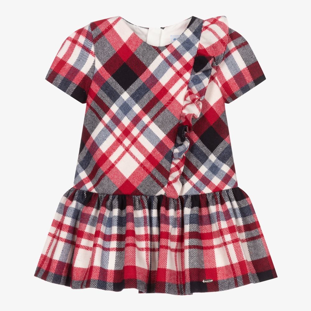 Mayoral - Blue & Red Check Dress | Childrensalon