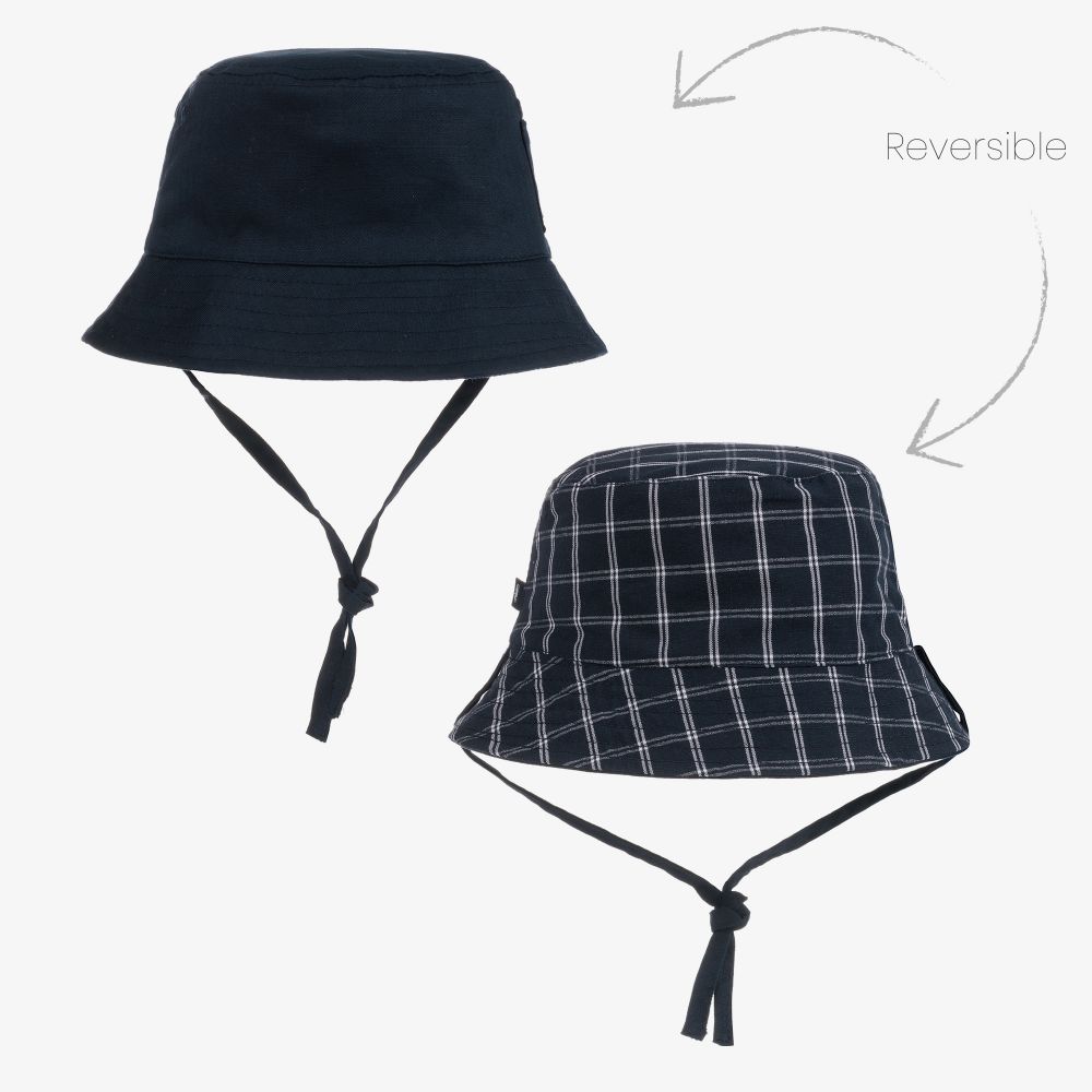 Mayoral - قبعة بوجهين قطن تويل لون كحلي للمواليد | Childrensalon