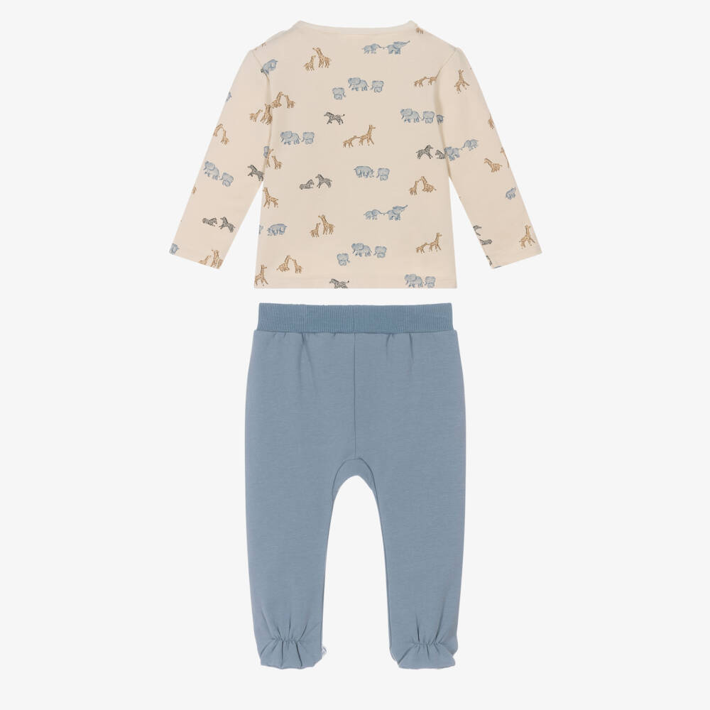Mayoral Newborn-Blue Safari 2 Piece Babygrow | Childrensalon Outlet