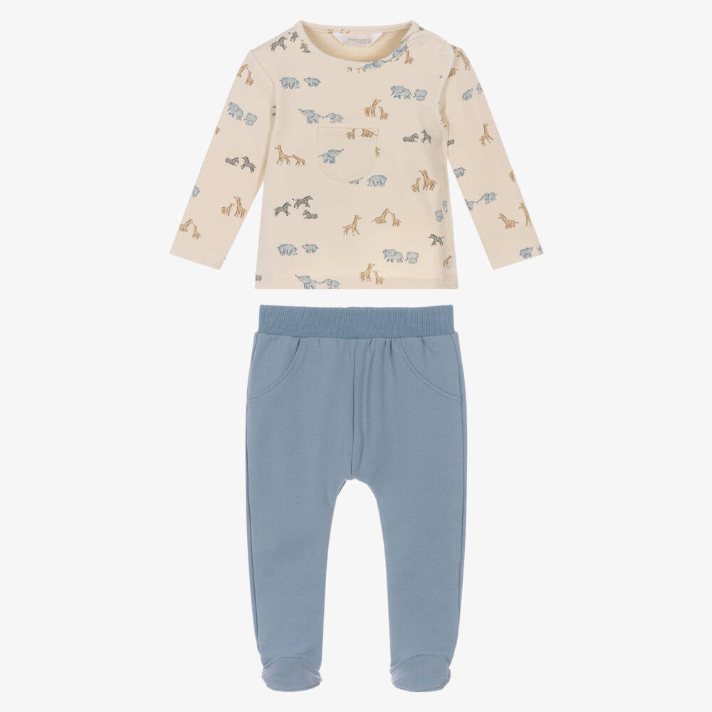 Mayoral Newborn-Blue Safari 2 Piece Babygrow | Childrensalon Outlet
