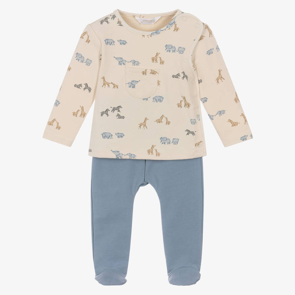 Mayoral Newborn-Blue Safari 2 Piece Babygrow | Childrensalon Outlet