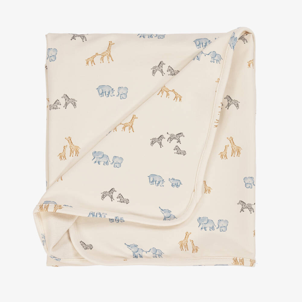 Mayoral Newborn-Blue Safari Animal Jersey Blanket | Childrensalon Outlet