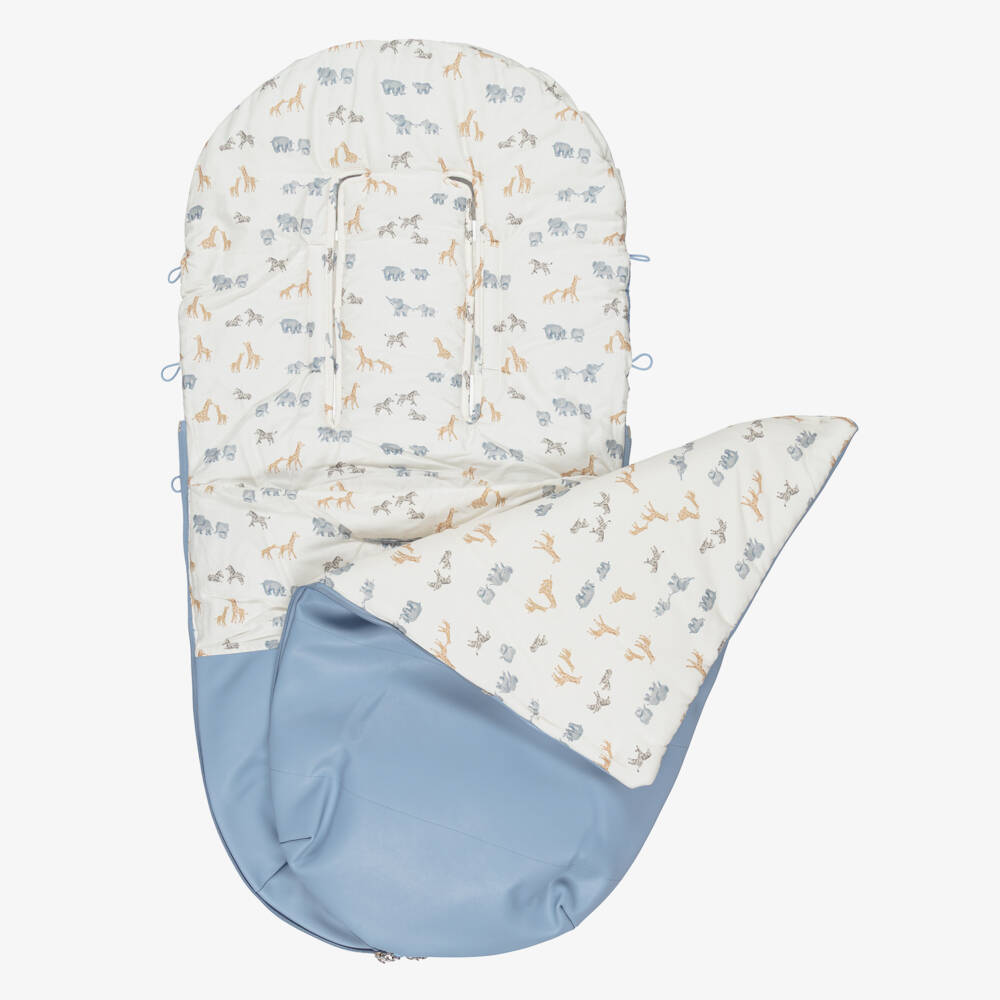 Mayoral Newborn-Blue Safari Animal Print Footmuff (100cm) | Childrensalon Outlet