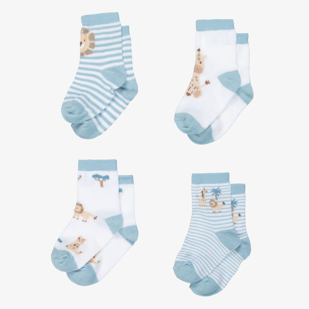 Mayoral Newborn-Blue Safari Print Sock | Childrensalon Outlet