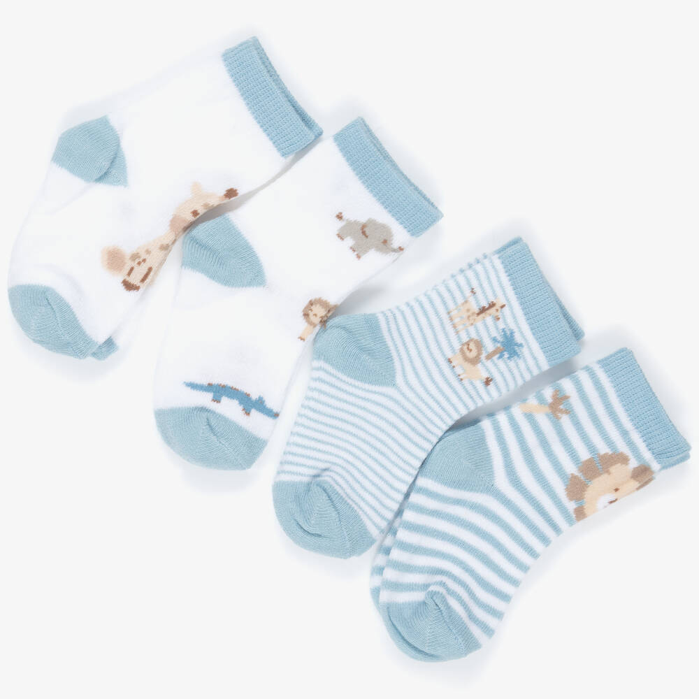 Mayoral Newborn-Blue Safari Print Sock | Childrensalon Outlet