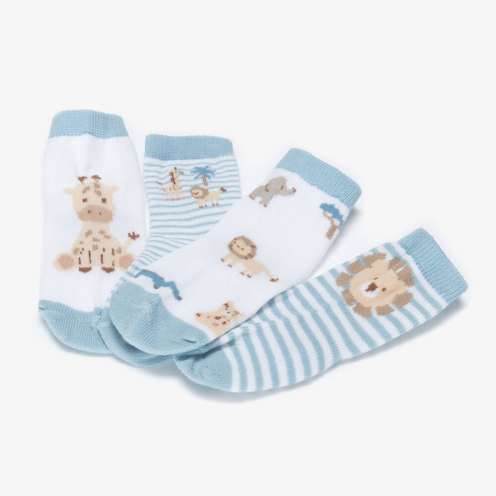 Mayoral Newborn-Blue Safari Print Sock | Childrensalon Outlet