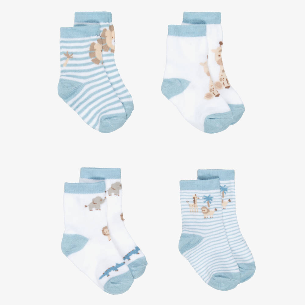 Mayoral Newborn-Blue Safari Print Sock | Childrensalon Outlet