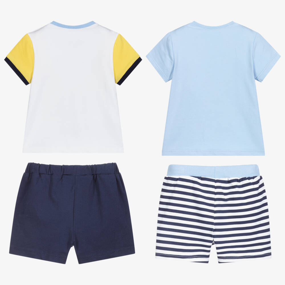 Mayoral-طقم شورت وتوب أطفال ولادي قطن لون أزرق (عدد 2) | Childrensalon Outlet