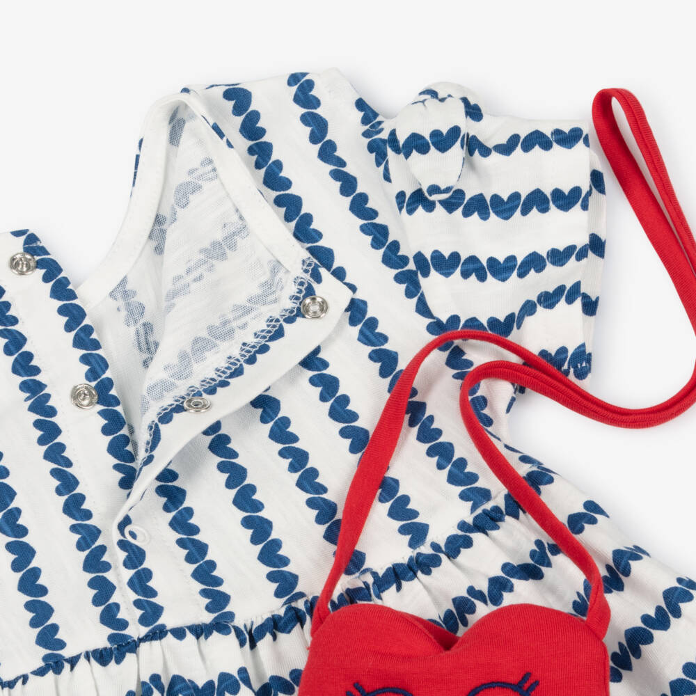 Mayoral-Blue Ss Dress & Red Heart Bag Set | Childrensalon Outlet