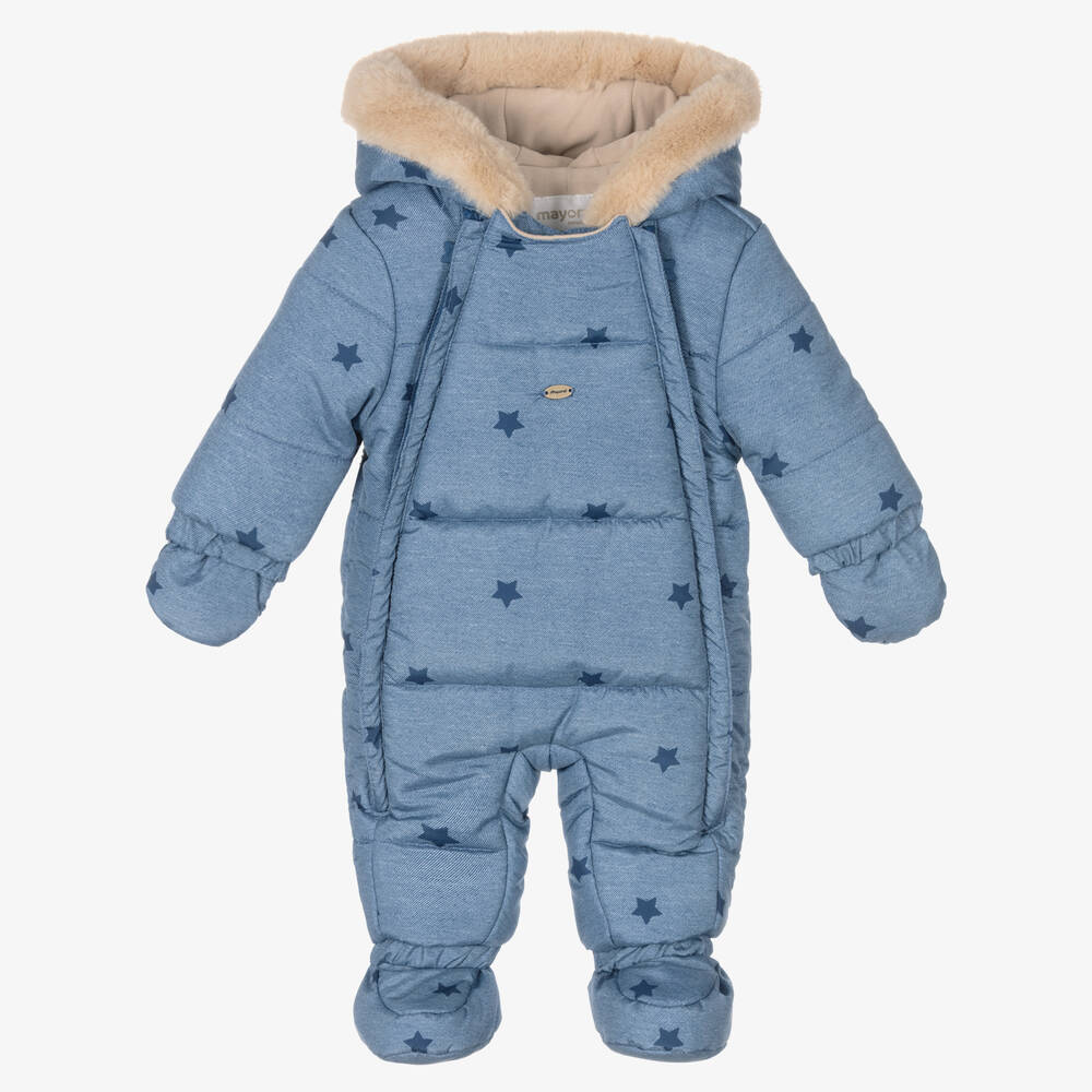 Mayoral Newborn - Blue Stars Baby Snowsuit | Childrensalon