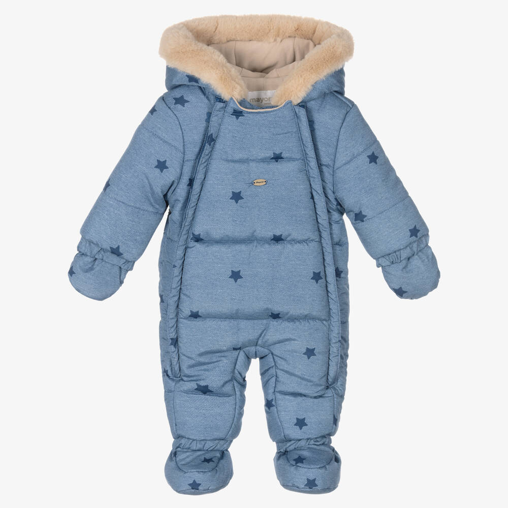 Mayoral Newborn Blue Stars Baby Snowsuit Childrensalon Outlet