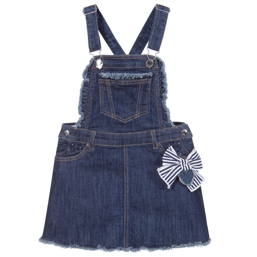 Mayoral - Blue Stretch Denim Pinafore  | Childrensalon