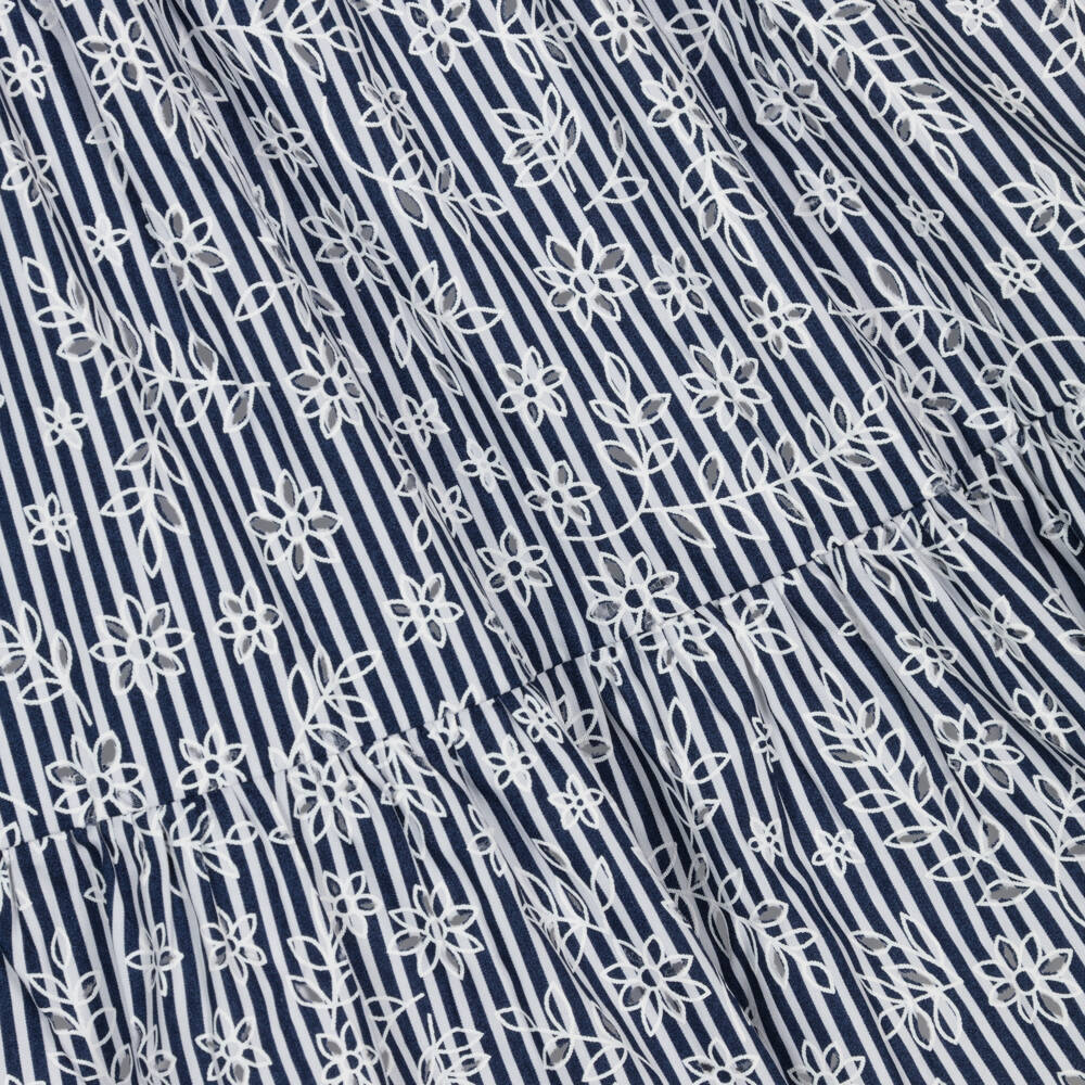 Mayoral-Blue Stripe Floral Cotton Delight | Childrensalon Outlet