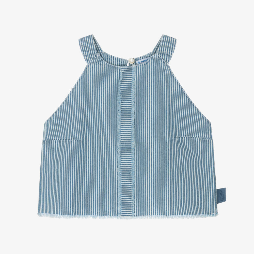 Mayoral-Blue Stripe Halter Top | Childrensalon Outlet