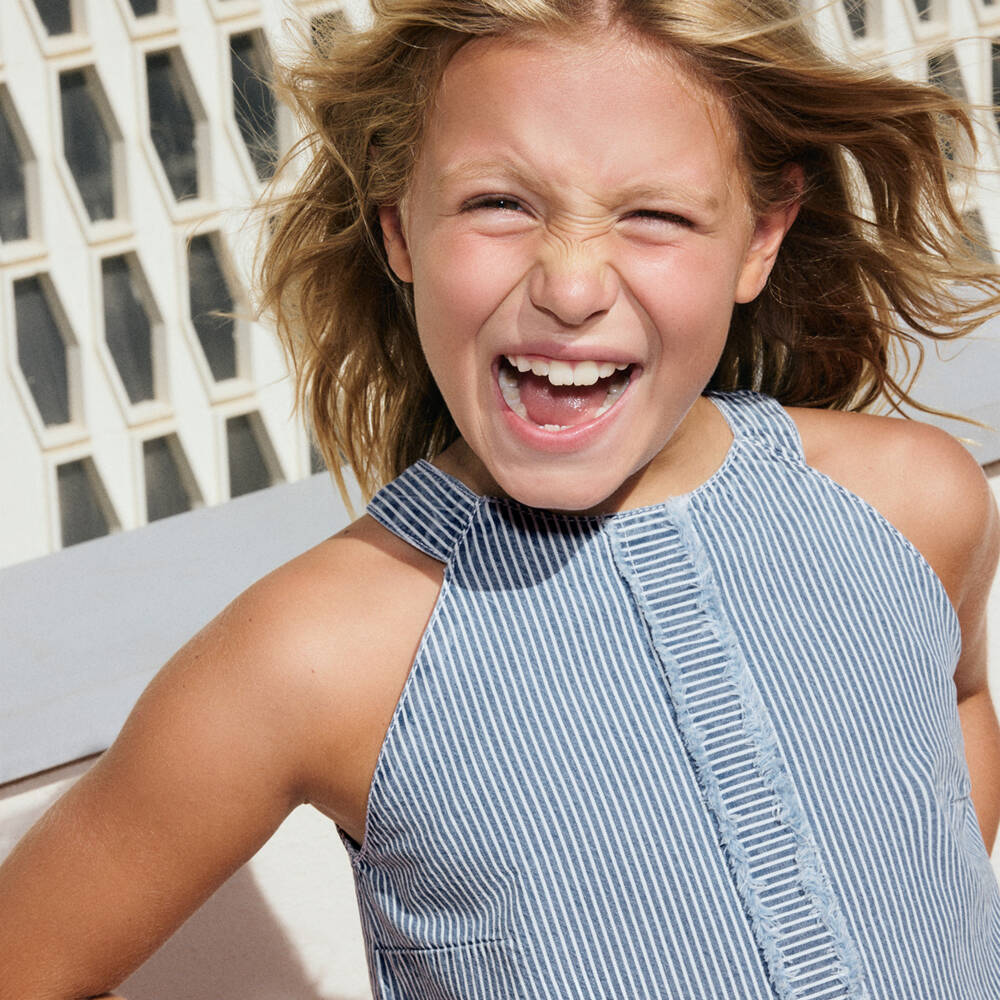 Mayoral-Blue Stripe Halter Top | Childrensalon Outlet