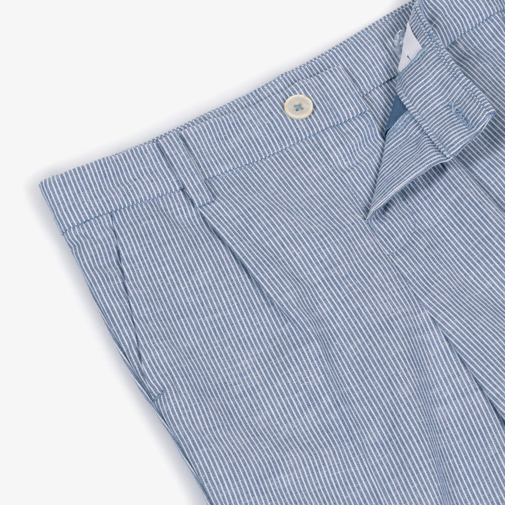 Mayoral-Blue Stripe Linen Shorts | Childrensalon Outlet