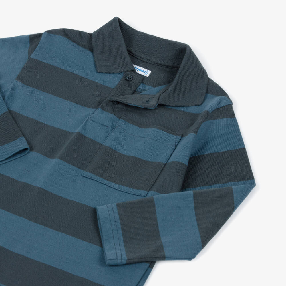 Mayoral-Blue Stripe Polo Top | Childrensalon Outlet