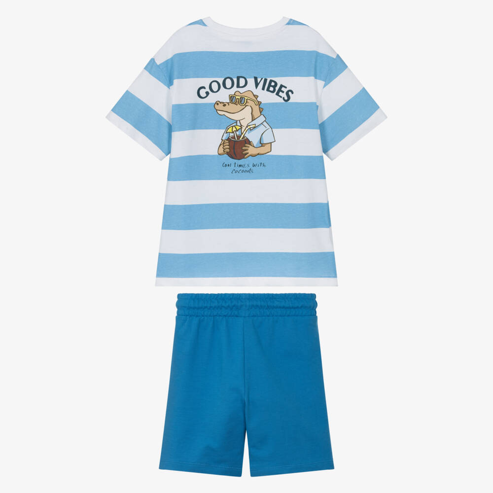 Mayoral-Blue Stripe Shorts Set | Childrensalon Outlet