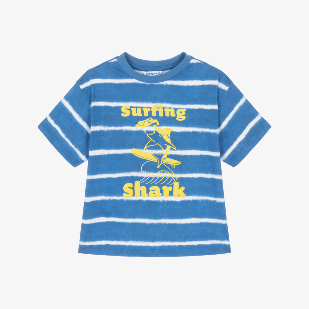 Mayoral-Blue Stripe T-shirt | Childrensalon Outlet