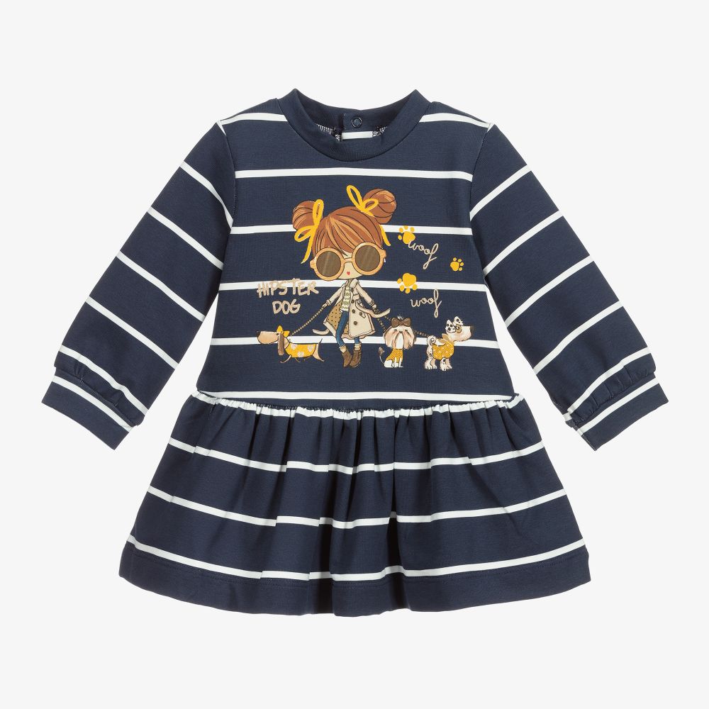 Mayoral - Blue Striped Cotton Dress | Childrensalon