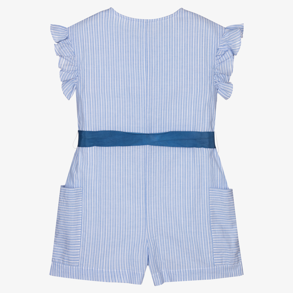 Mayoral-Blue Striped Cotton Playsuit | Childrensalon Outlet