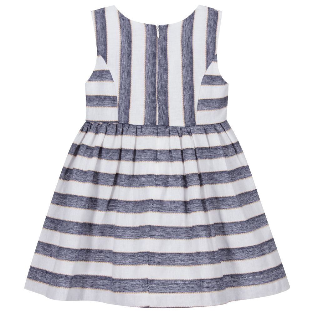 Mayoral-Синее льняное платье в полоску | Childrensalon Outlet