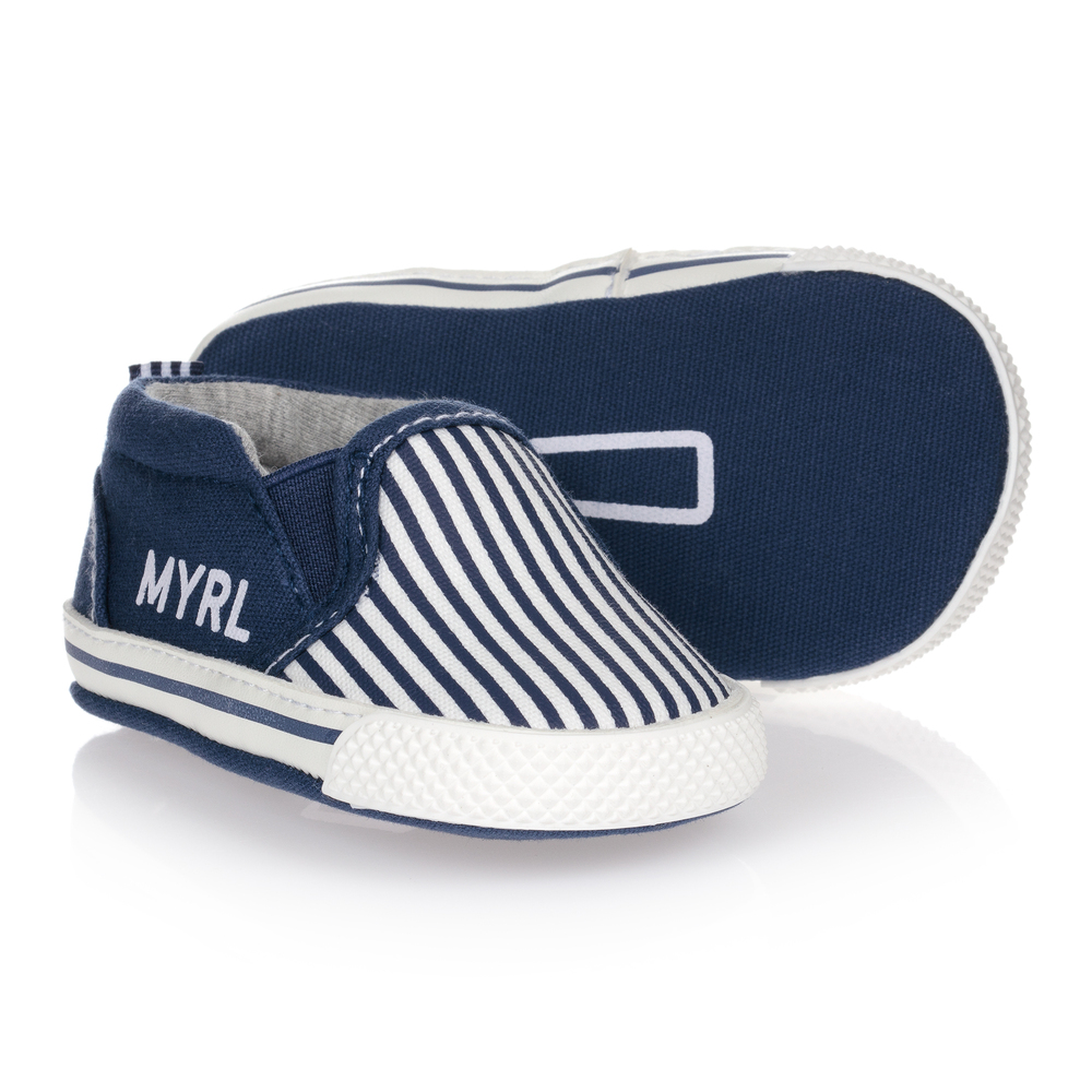 Mayoral - Blue Striped Pre-Walkers | Childrensalon