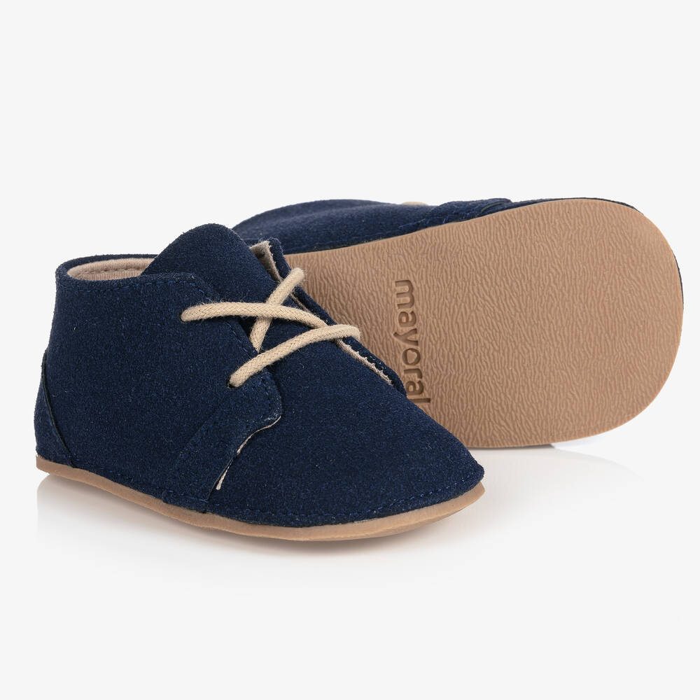 Mayoral Newborn - Blue Suede Pre-Walker Shoes | Childrensalon