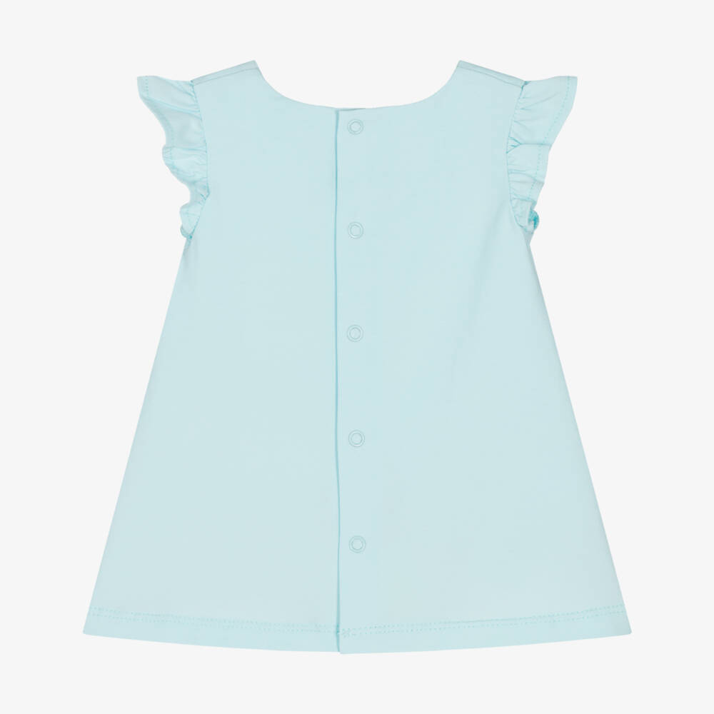 Mayoral Newborn-Blue Sun And Flowers Cotton Dress | Childrensalon Outlet