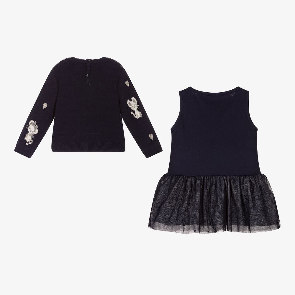 Mayoral-Blue Sweater & Dress Set | Childrensalon Outlet