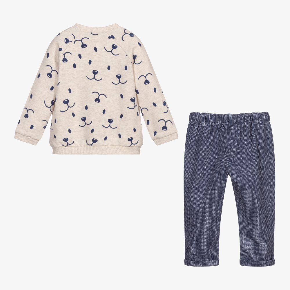 Mayoral Для новорожденных-Комплект с синими брюками и топом с медвежатами | Childrensalon Outlet