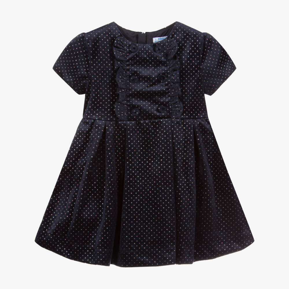 Mayoral-Blue Velour Sparkle Dress | Childrensalon Outlet