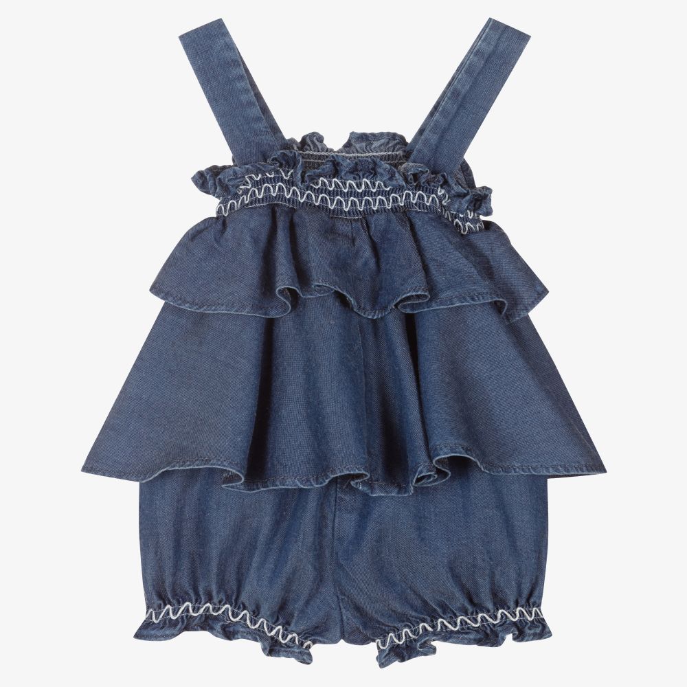 Mayoral Для новорожденных-Синий песочник из вискозы с рюшами | Childrensalon Outlet