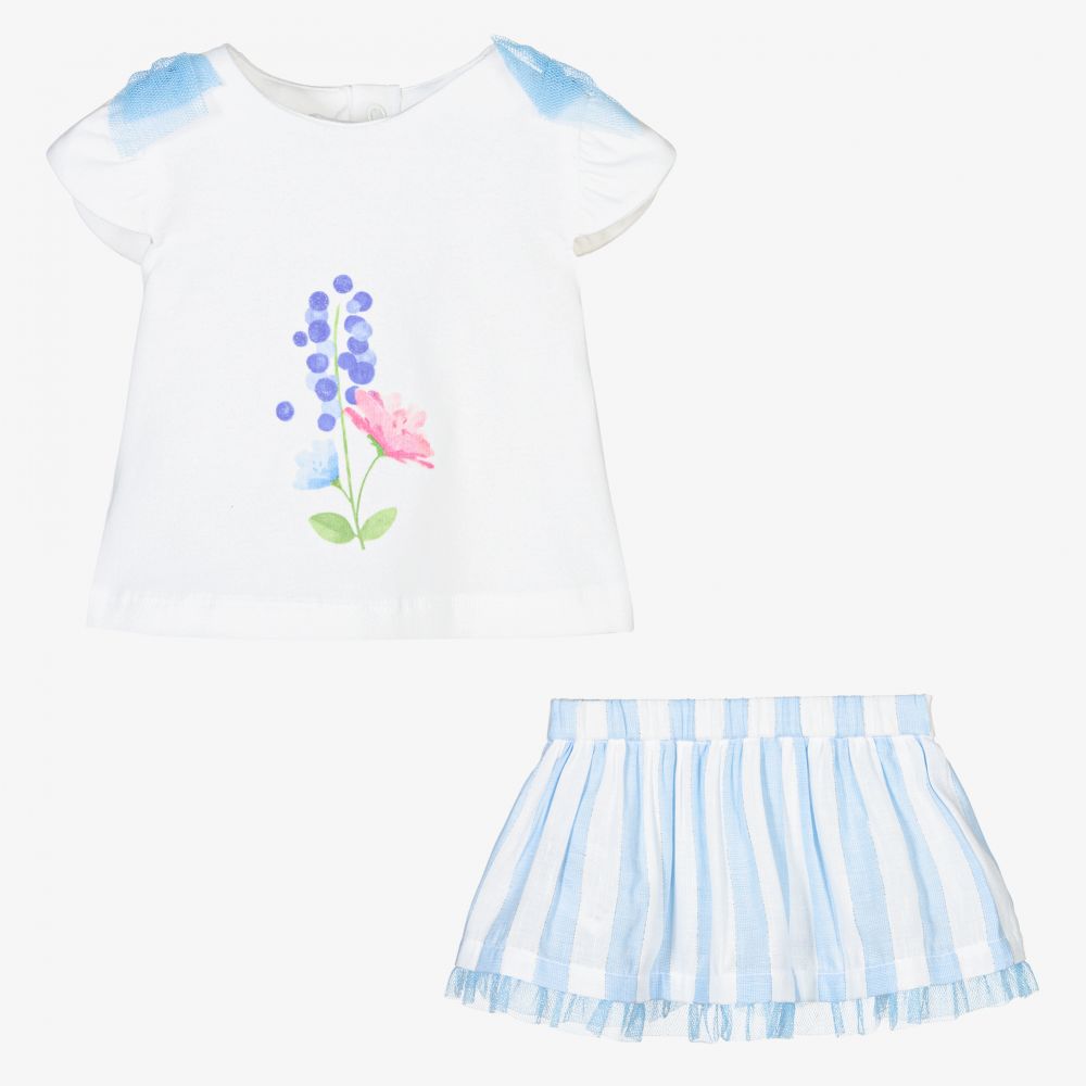 Mayoral Newborn-Blue & White Baby Skirt Set | Childrensalon Outlet