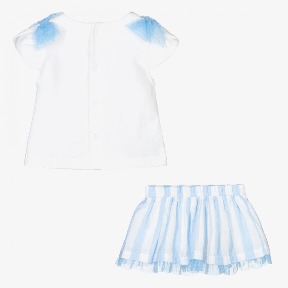 Mayoral Newborn-Blue & White Baby Skirt Set | Childrensalon Outlet