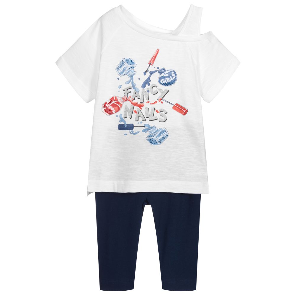 Mayoral-Blue & White Leggings Set | Childrensalon Outlet