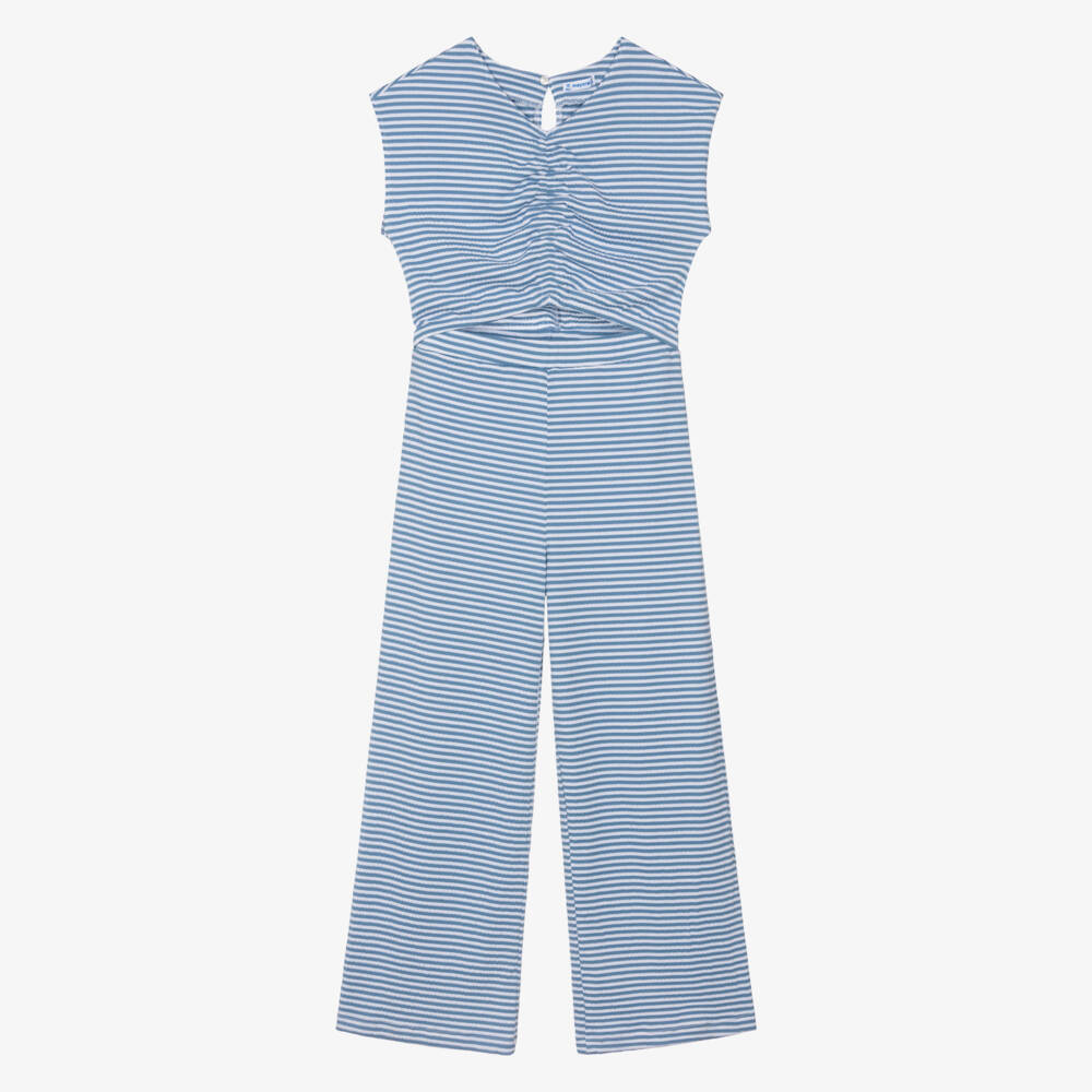 Mayoral-Blue & White Stripe Jumpsuit | Childrensalon Outlet
