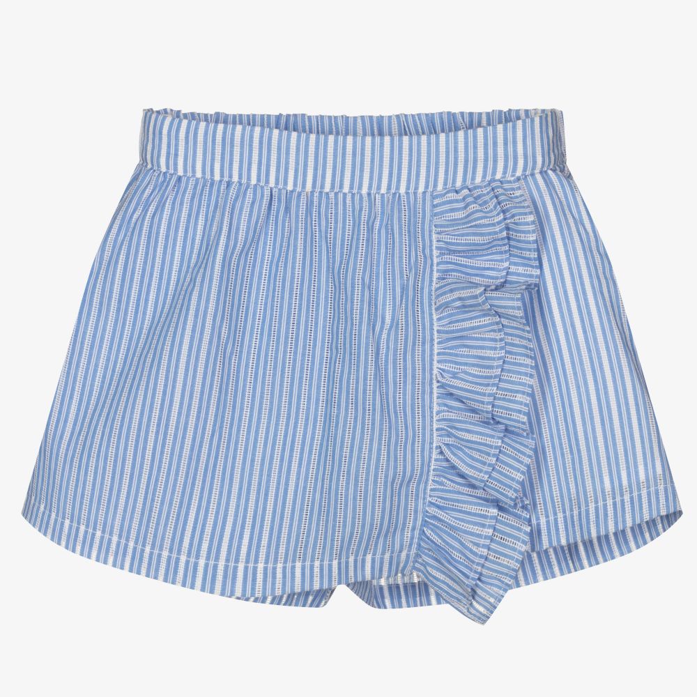 Mayoral - Jupe-short bleue/blanche rayée | Childrensalon