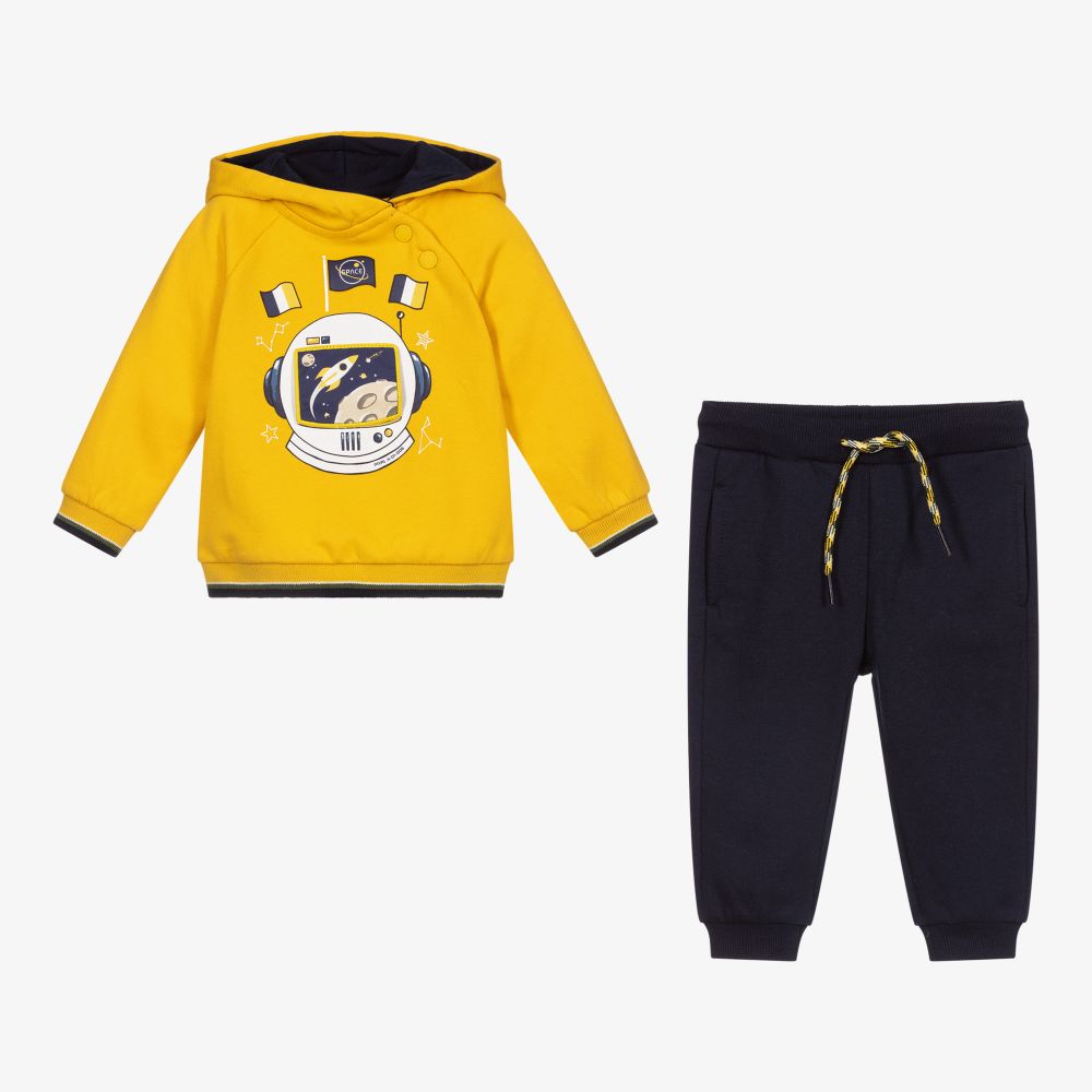 Mayoral-Сине-желтый спортивный костюм с космическим принтом | Childrensalon Outlet