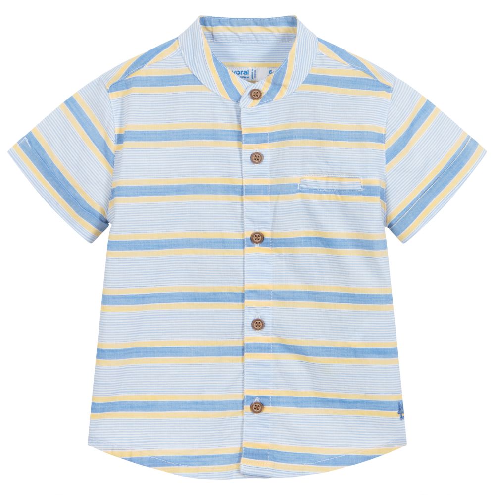 Mayoral - Chemise rayée bleue et jaune | Childrensalon