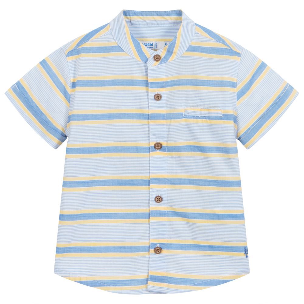Mayoral-Blue & Yellow Striped Shirt | Childrensalon Outlet