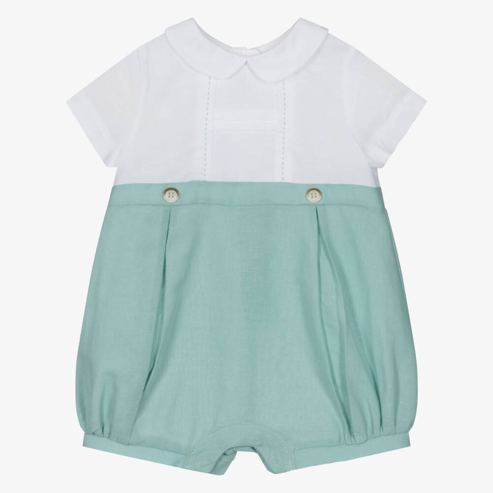 Mayoral Newborn-جمبسوت صبياني بلون الزمرد من مزيج الكتان | Childrensalon Outlet