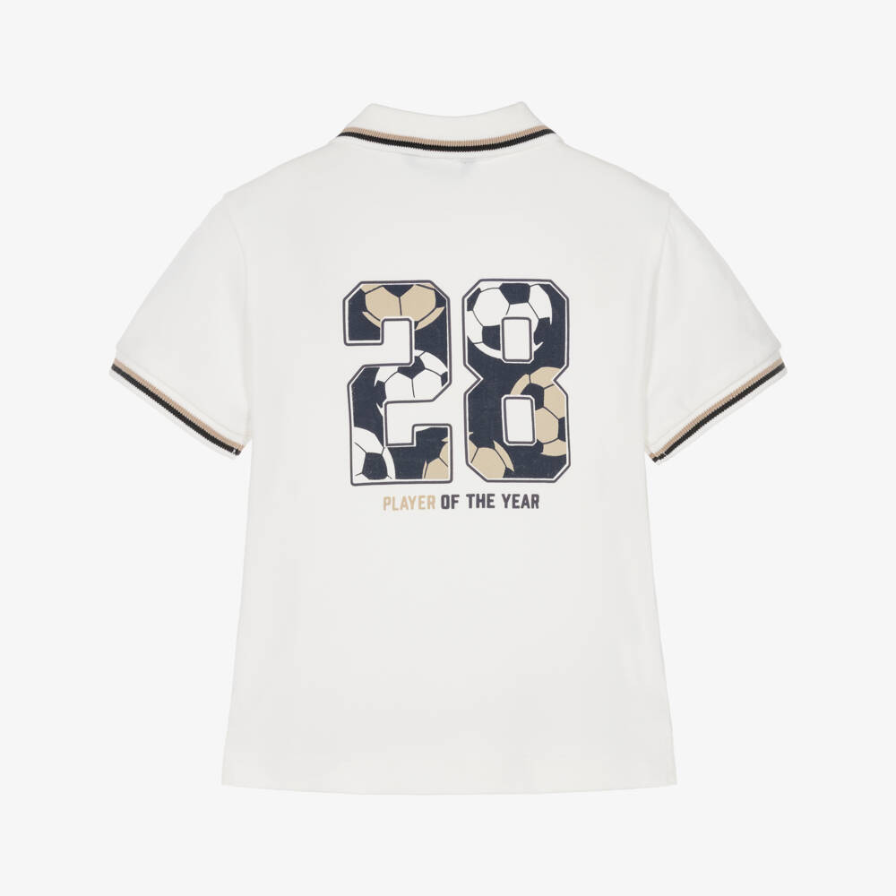 Mayoral-Boy's Ivory Football Polo Shirt | Childrensalon Outlet