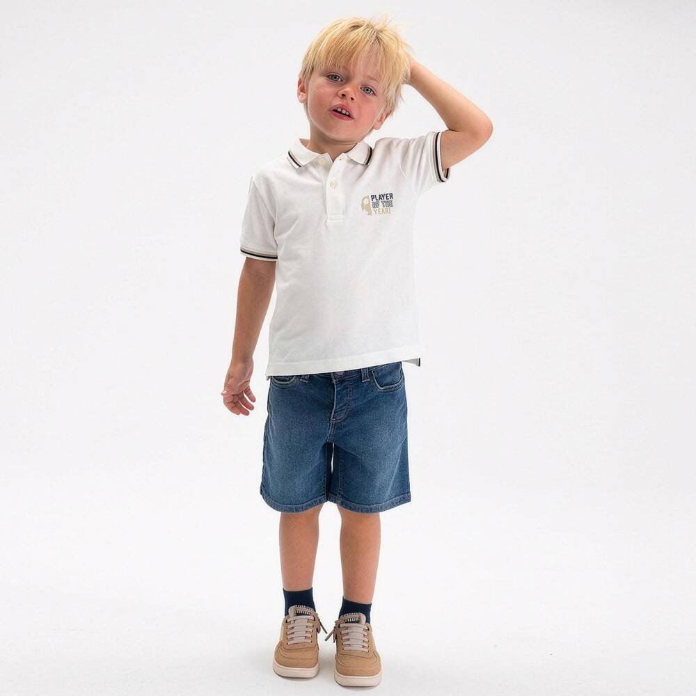 Mayoral-Boy's Ivory Football Polo Shirt | Childrensalon Outlet