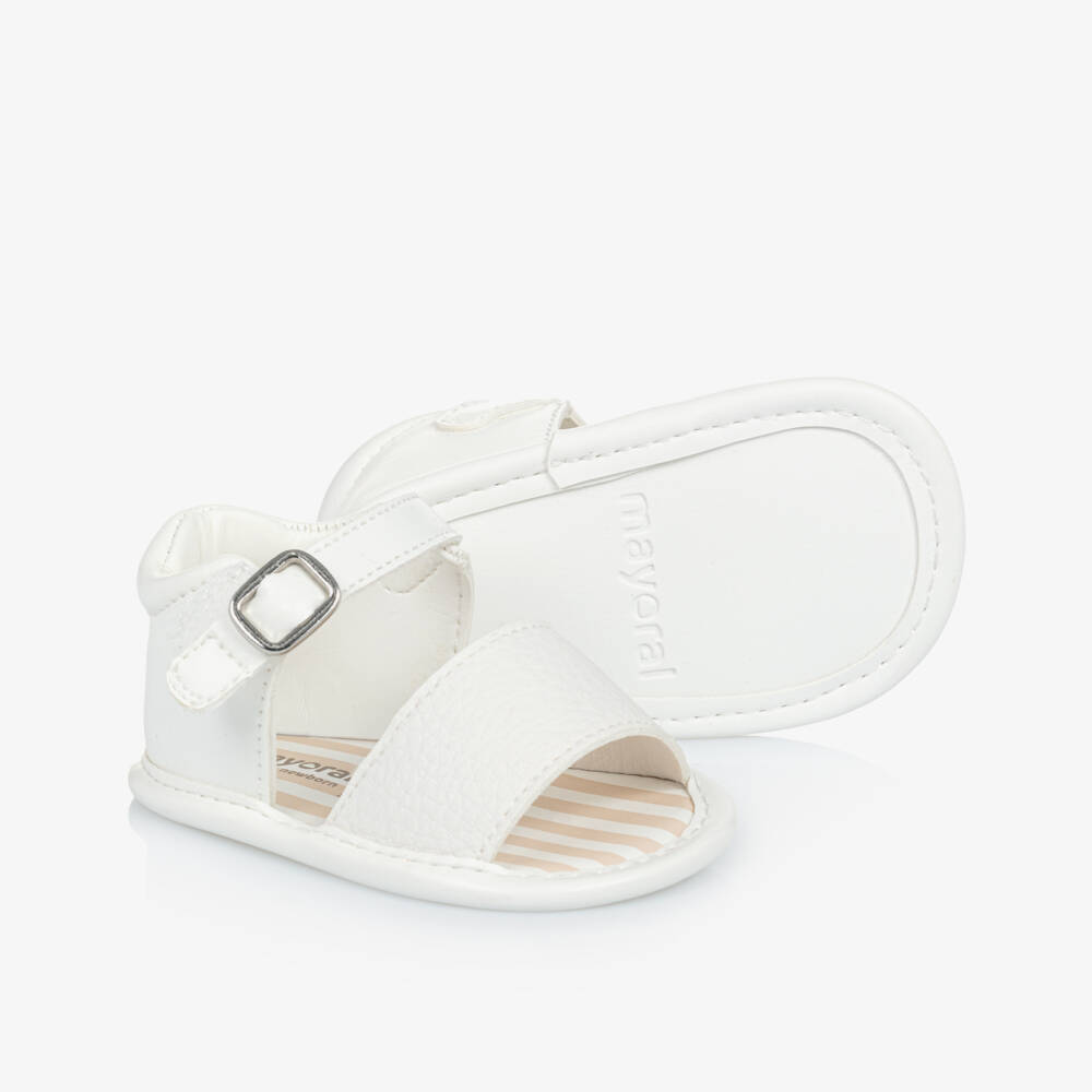 Mayoral Newborn-Boy's Soft White Faux Leather Sandals | Childrensalon Outlet