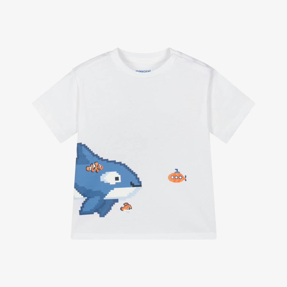 Mayoral-Boy's White Shark T-Shirt | Childrensalon Outlet