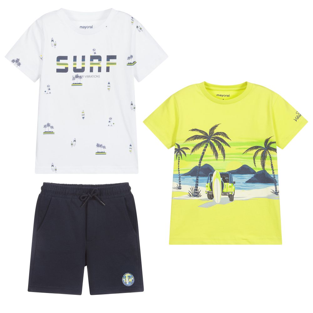 Mayoral - Boys 3 Piece Jersey Shorts Set | Childrensalon