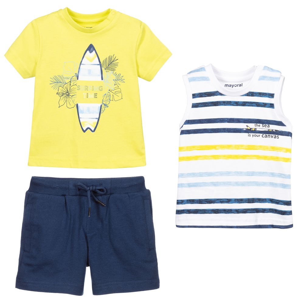 Mayoral - Boys 3 Piece Top & Shorts Set | Childrensalon