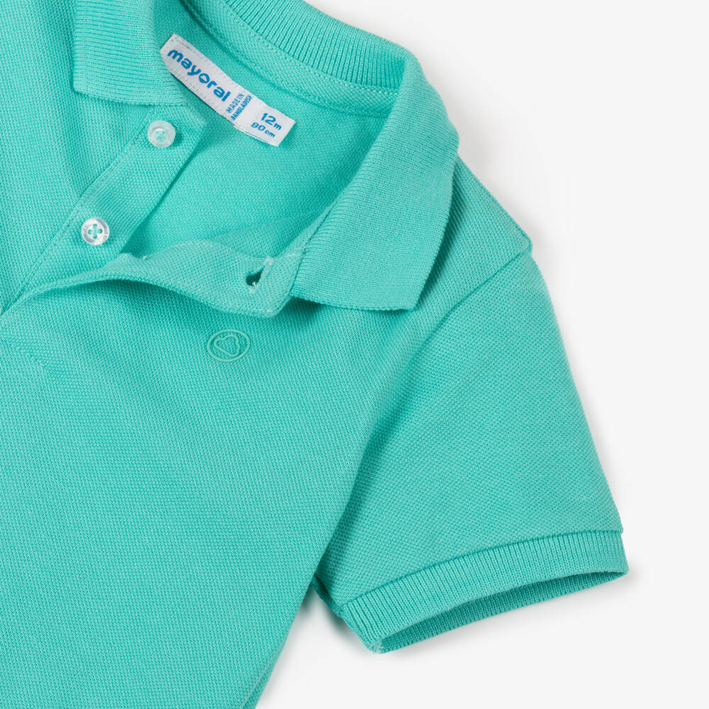 Mayoral-Boys Aqua Cotton Polo Top | Childrensalon Outlet