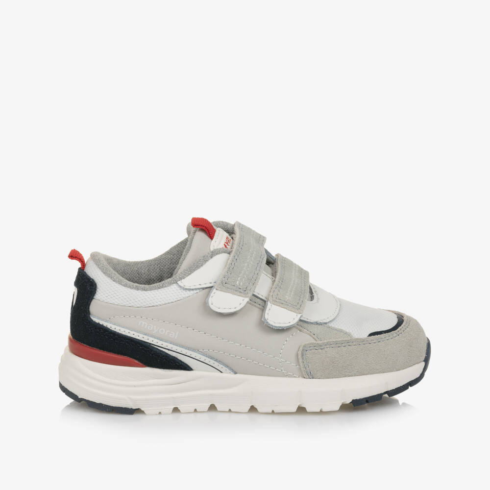 Mayoral-Boys Ash Leather & Fabric Sneakers | Childrensalon Outlet
